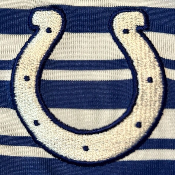 Indianapolis Colts NFL Team Apparel Cool Polo Shirt - Blue, White Striped Size L - Picture 13 of 15